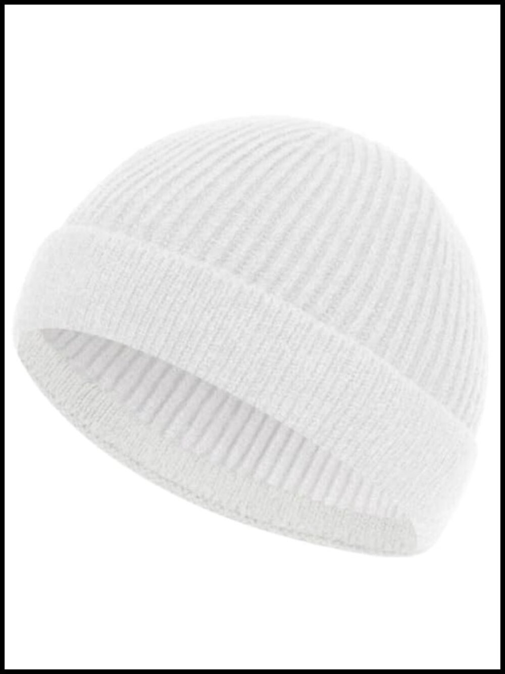 Wool Knit Fisherman Beanie Short Cuff Winter Skullcap Warm Hat